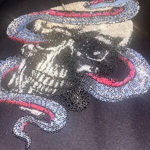 Black Skull and Snake Rhinestone Top